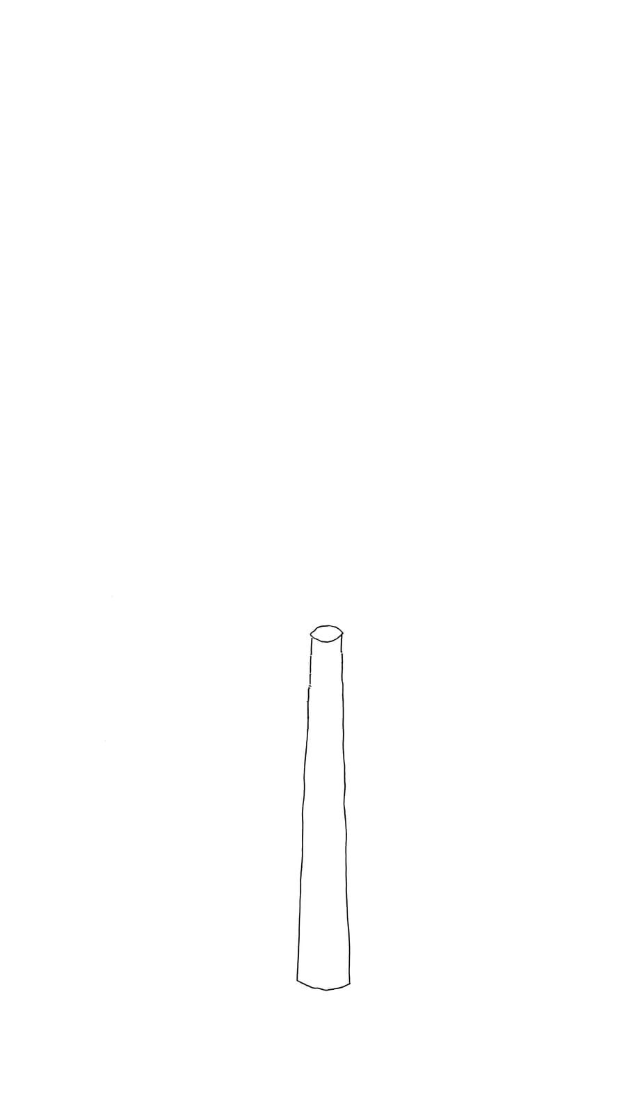 Black line sketch of a douglas fir trunk