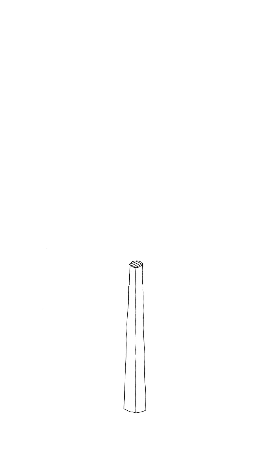 Black line sketch of a douglas fir trunk cut lengthways into lengths