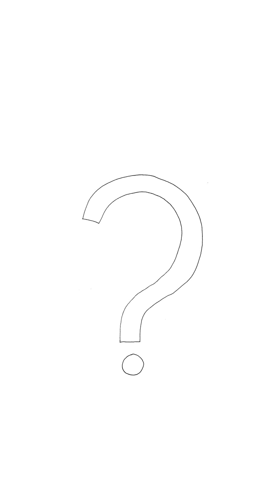 Black line sketch of a question mark